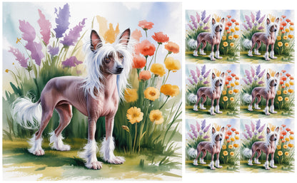 DecoCraft - Scenic Tiles Series - Watercolor Pets - Chinese Crested