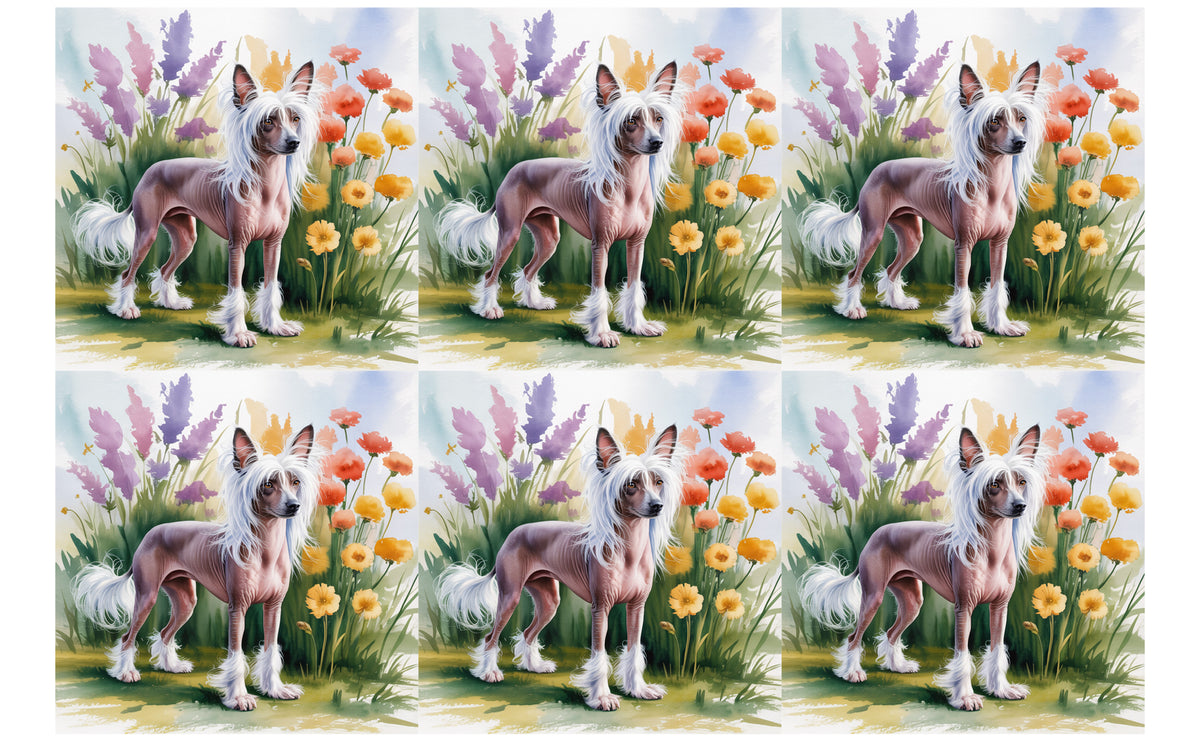 DecoCraft - Scenic Tiles Series - Watercolor Pets - Chinese Crested
