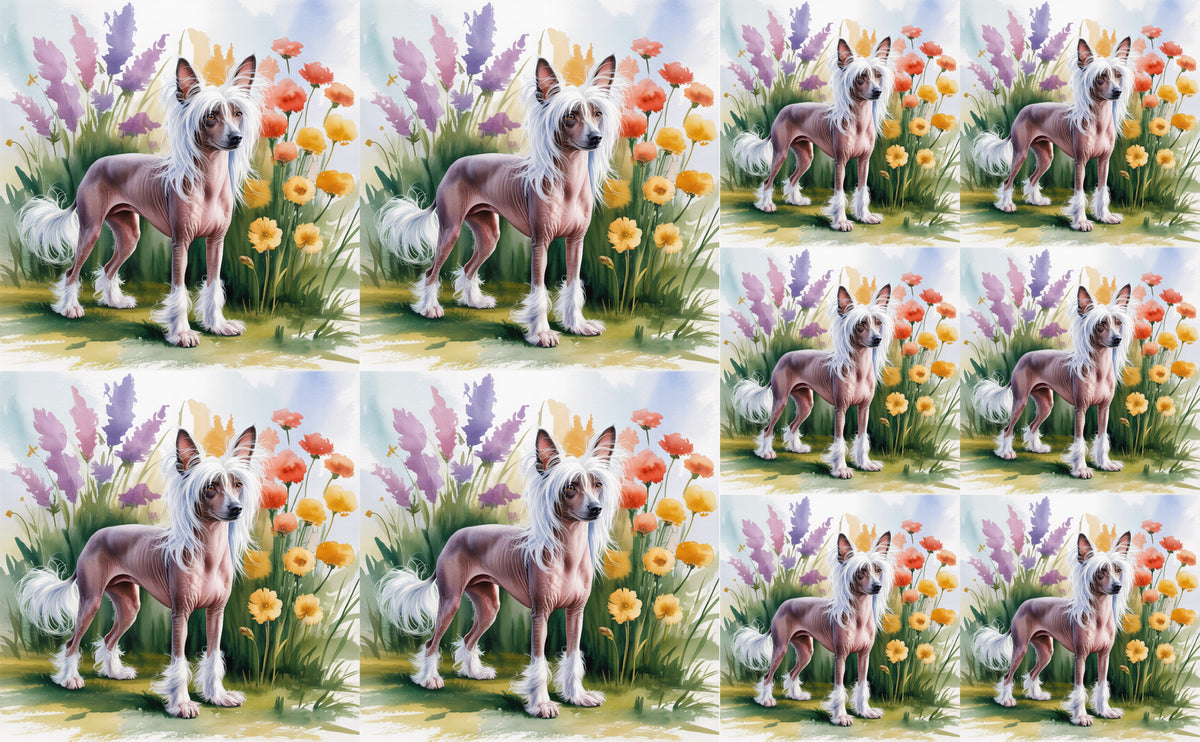 DecoCraft - Scenic Tiles Series - Watercolor Pets - Chinese Crested