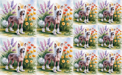 DecoCraft - Scenic Tiles Series - Watercolor Pets - Chinese Crested