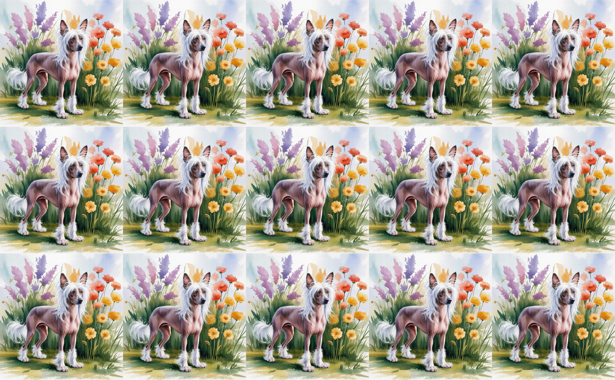 DecoCraft - Scenic Tiles Series - Watercolor Pets - Chinese Crested