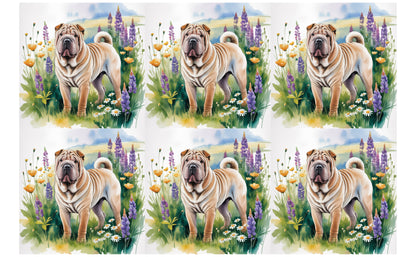 DecoCraft - Scenic Tiles Series - Watercolor Pets - Chinese Shar Pei