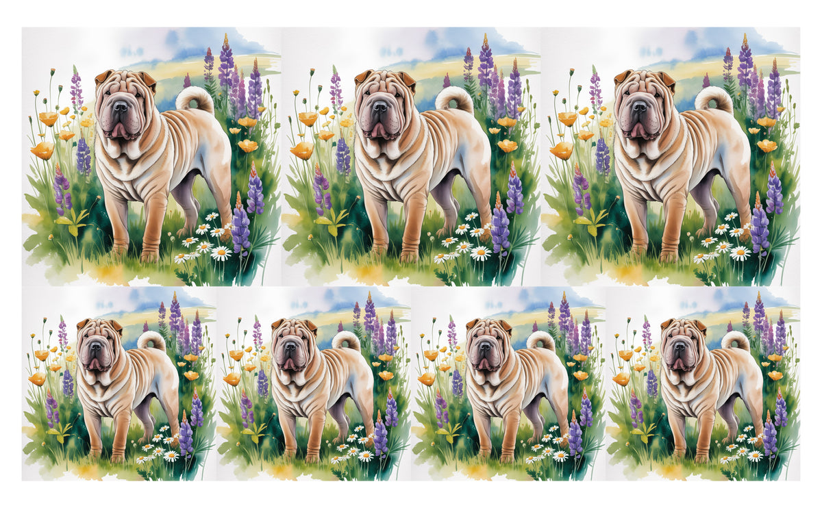 DecoCraft - Scenic Tiles Series - Watercolor Pets - Chinese Shar Pei