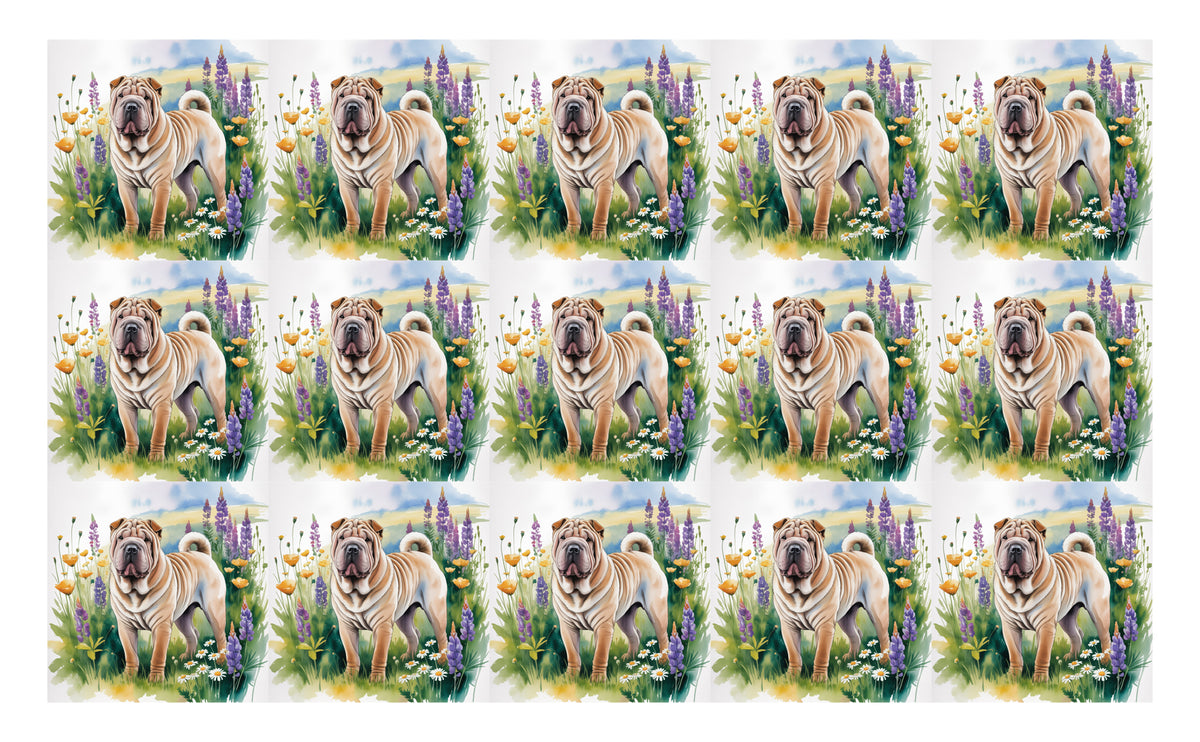 DecoCraft - Scenic Tiles Series - Watercolor Pets - Chinese Shar Pei