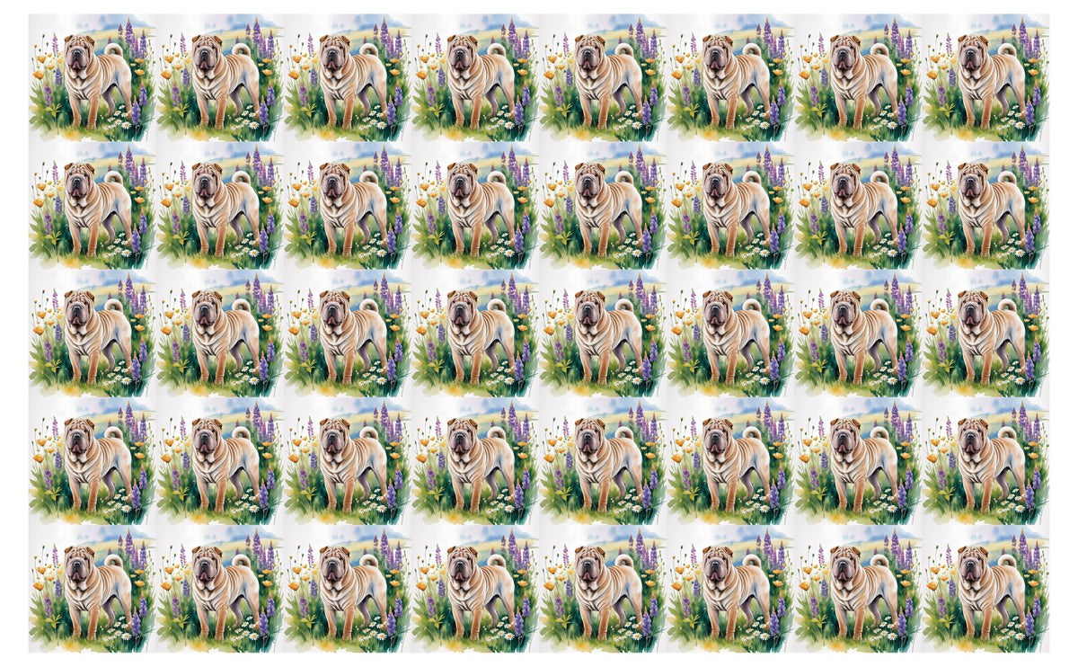DecoCraft - Scenic Tiles Series - Watercolor Pets - Chinese Shar Pei