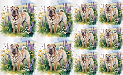 DecoCraft - Scenic Tiles Series - Watercolor Pets - Chinese Shar Pei