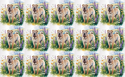 DecoCraft - Scenic Tiles Series - Watercolor Pets - Chinese Shar Pei