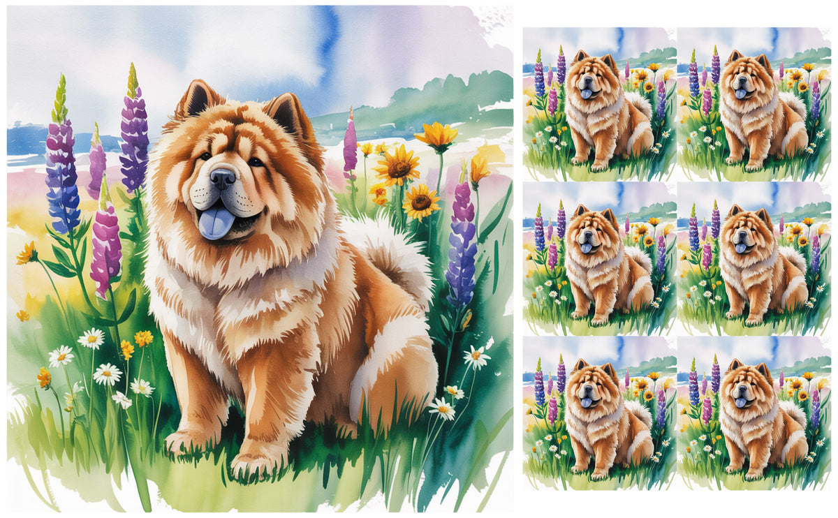 DecoCraft - Scenic Tiles Series - Watercolor Pets - Chow