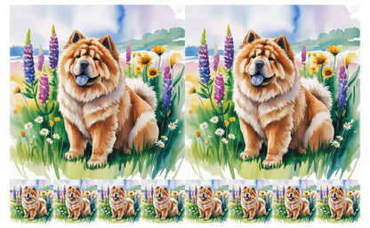 DecoCraft - Scenic Tiles Series - Watercolor Pets - Chow