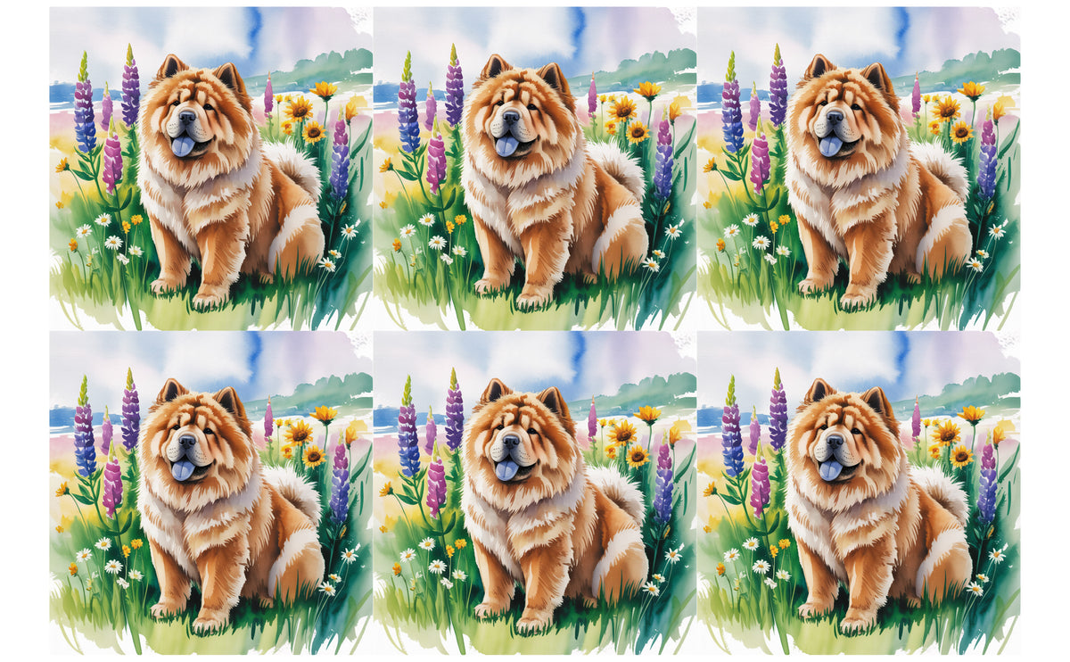 DecoCraft - Scenic Tiles Series - Watercolor Pets - Chow
