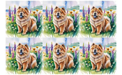 DecoCraft - Scenic Tiles Series - Watercolor Pets - Chow