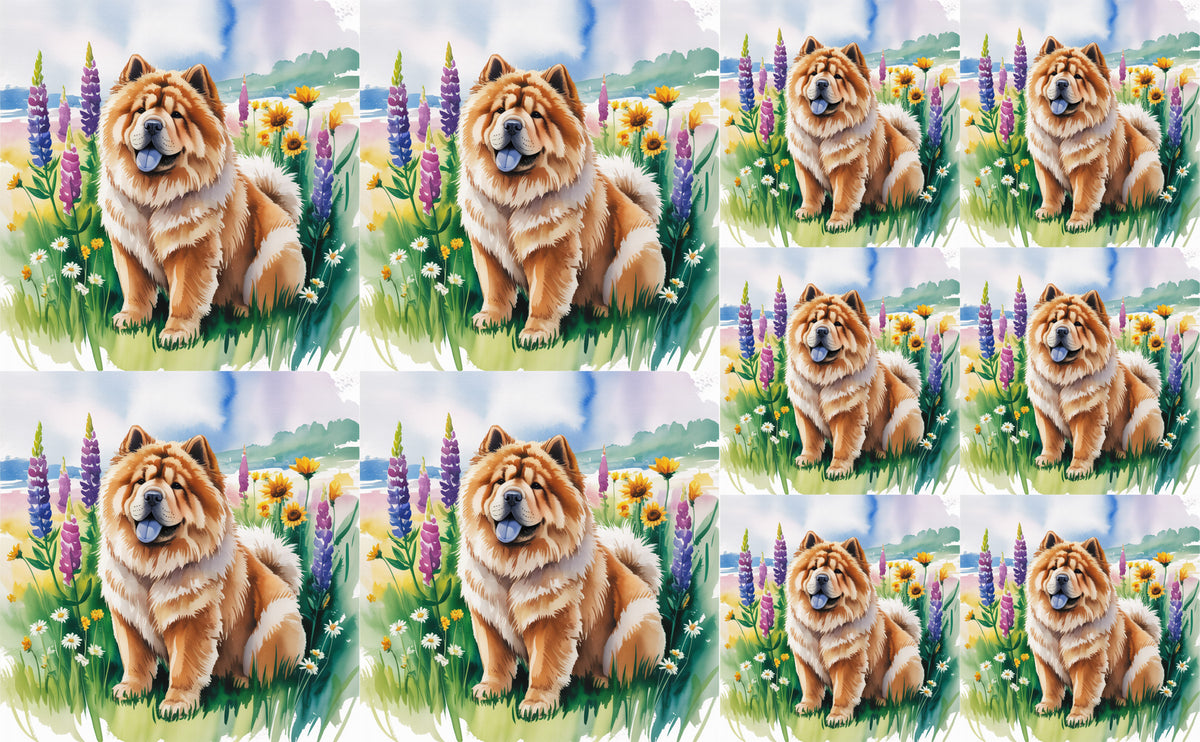 DecoCraft - Scenic Tiles Series - Watercolor Pets - Chow