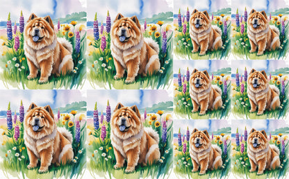 DecoCraft - Scenic Tiles Series - Watercolor Pets - Chow