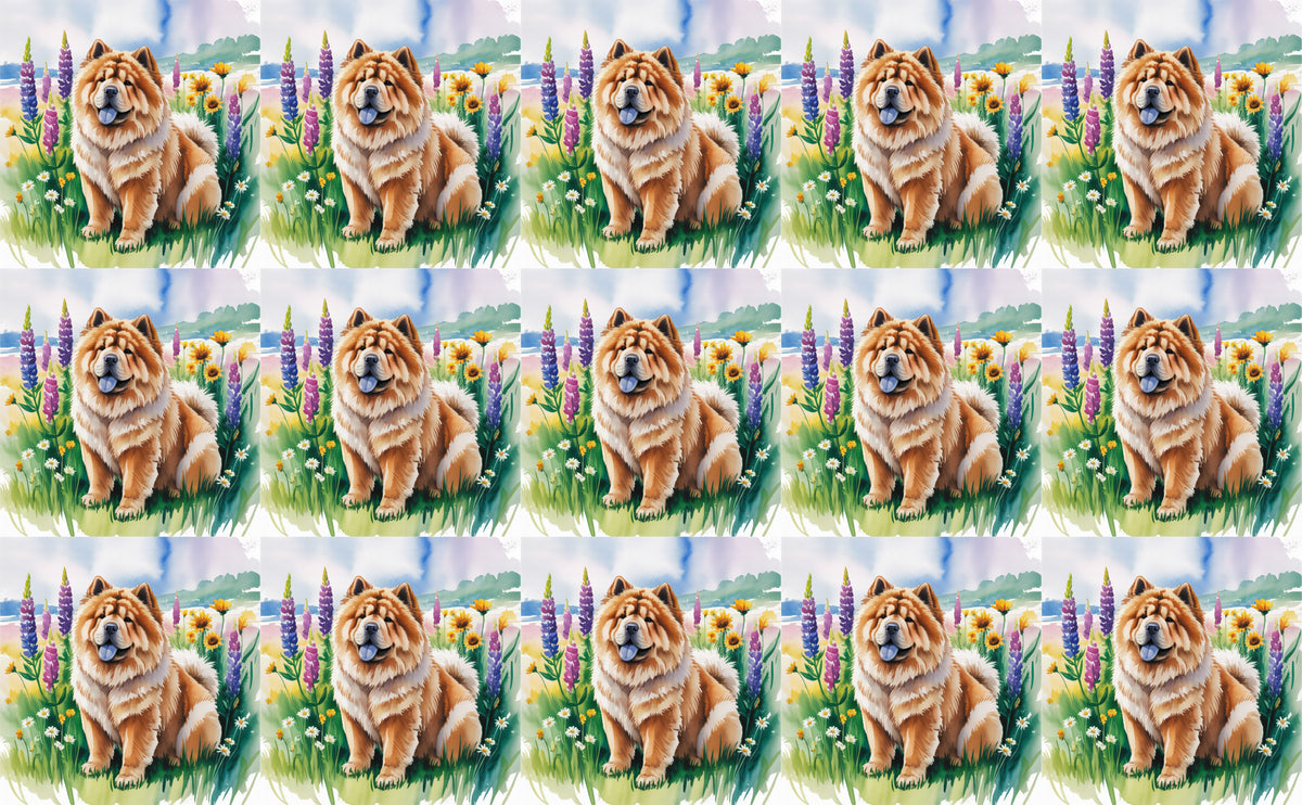 DecoCraft - Scenic Tiles Series - Watercolor Pets - Chow