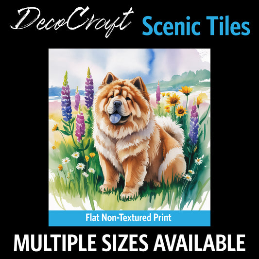 DecoCraft - Scenic Tiles Series - Watercolor Pets - Chow
