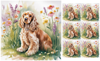 DecoCraft - Scenic Tiles Series - Watercolor Pets - Cocker Spaniel