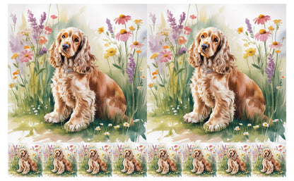 DecoCraft - Scenic Tiles Series - Watercolor Pets - Cocker Spaniel