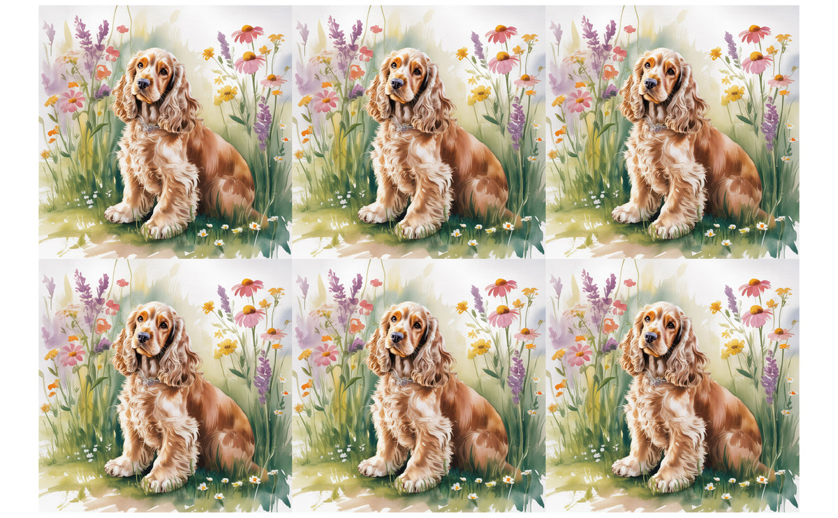 DecoCraft - Scenic Tiles Series - Watercolor Pets - Cocker Spaniel