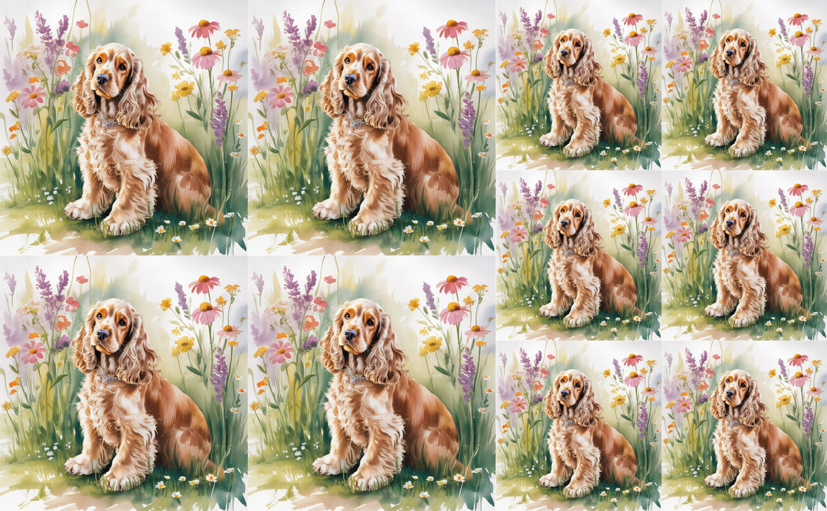 DecoCraft - Scenic Tiles Series - Watercolor Pets - Cocker Spaniel