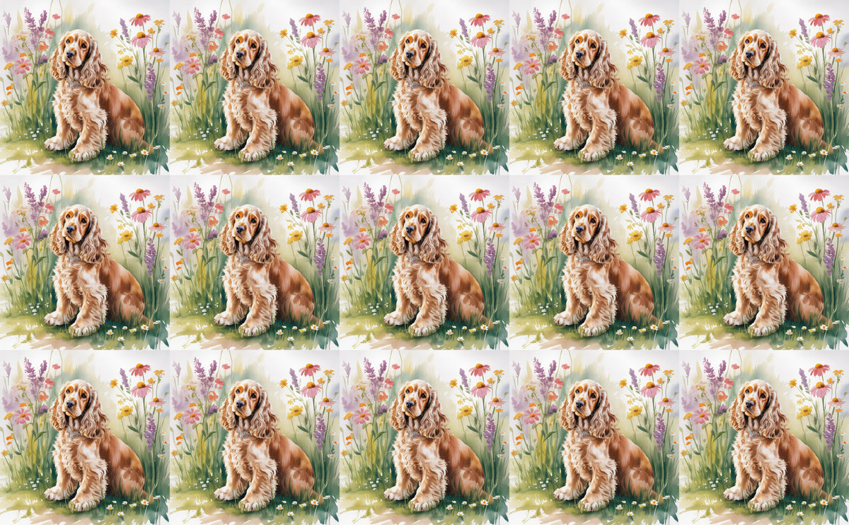 DecoCraft - Scenic Tiles Series - Watercolor Pets - Cocker Spaniel