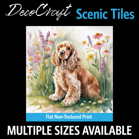 DecoCraft - Scenic Tiles Series - Watercolor Pets - Cocker Spaniel