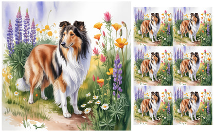 DecoCraft - Scenic Tiles Series - Watercolor Pets - Collie