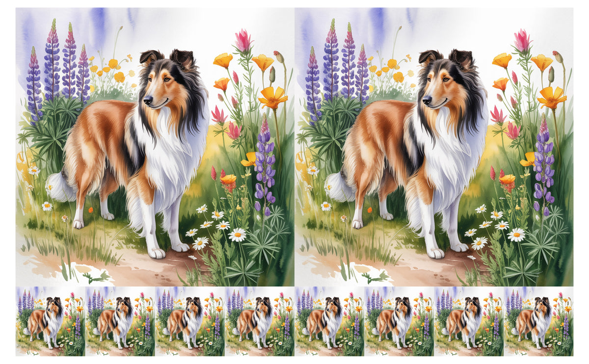 DecoCraft - Scenic Tiles Series - Watercolor Pets - Collie