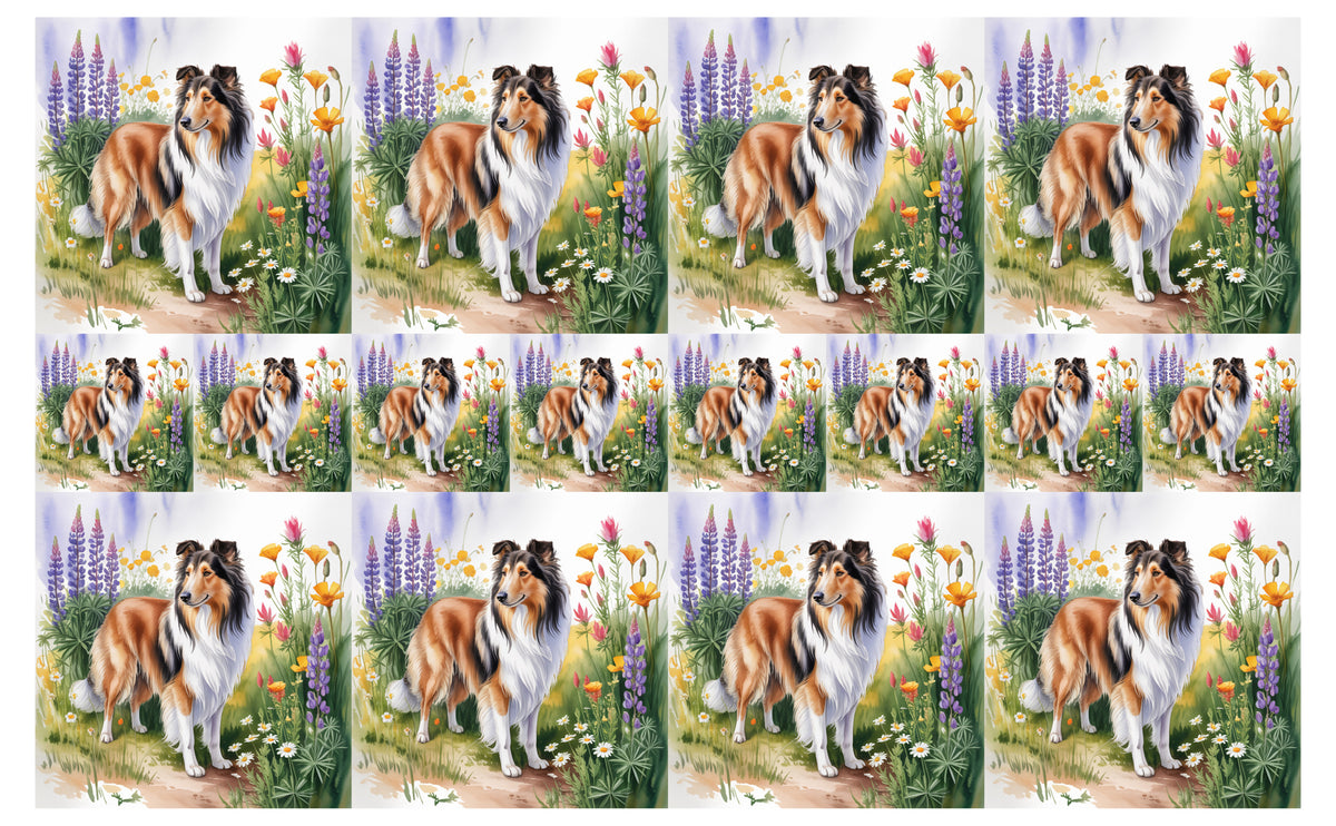 DecoCraft - Scenic Tiles Series - Watercolor Pets - Collie