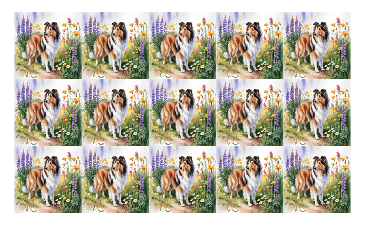 DecoCraft - Scenic Tiles Series - Watercolor Pets - Collie