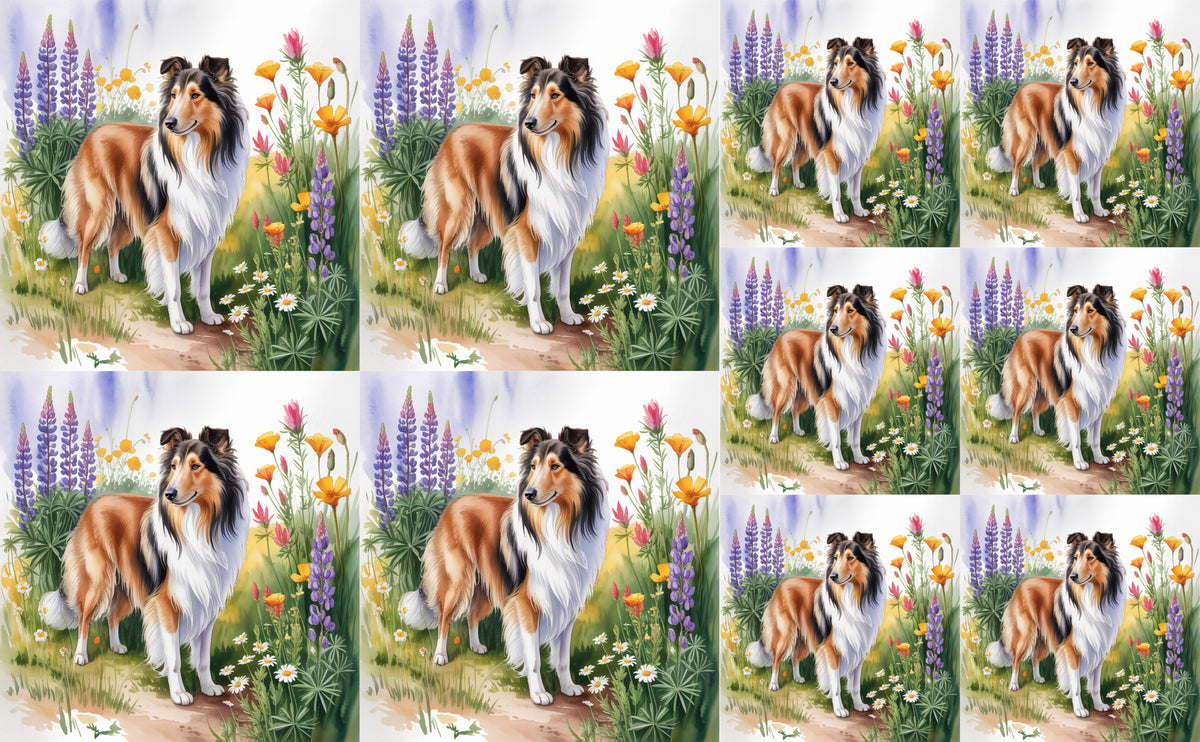 DecoCraft - Scenic Tiles Series - Watercolor Pets - Collie