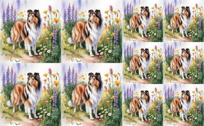DecoCraft - Scenic Tiles Series - Watercolor Pets - Collie