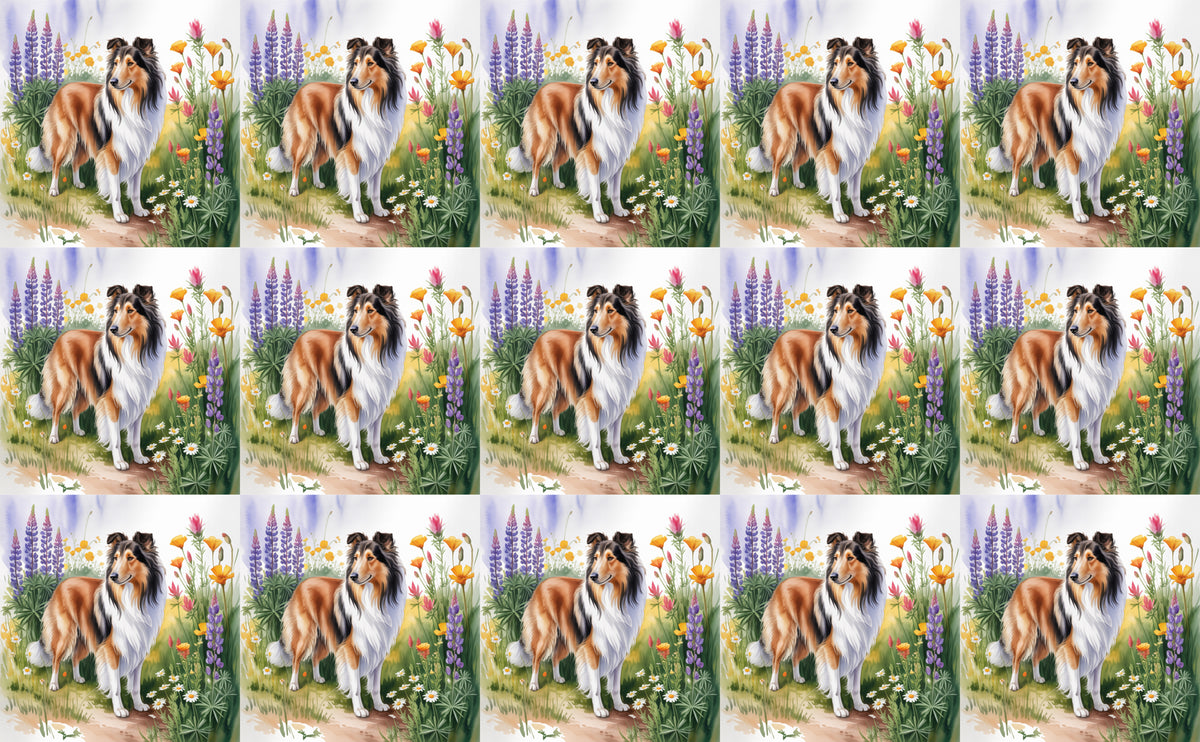DecoCraft - Scenic Tiles Series - Watercolor Pets - Collie