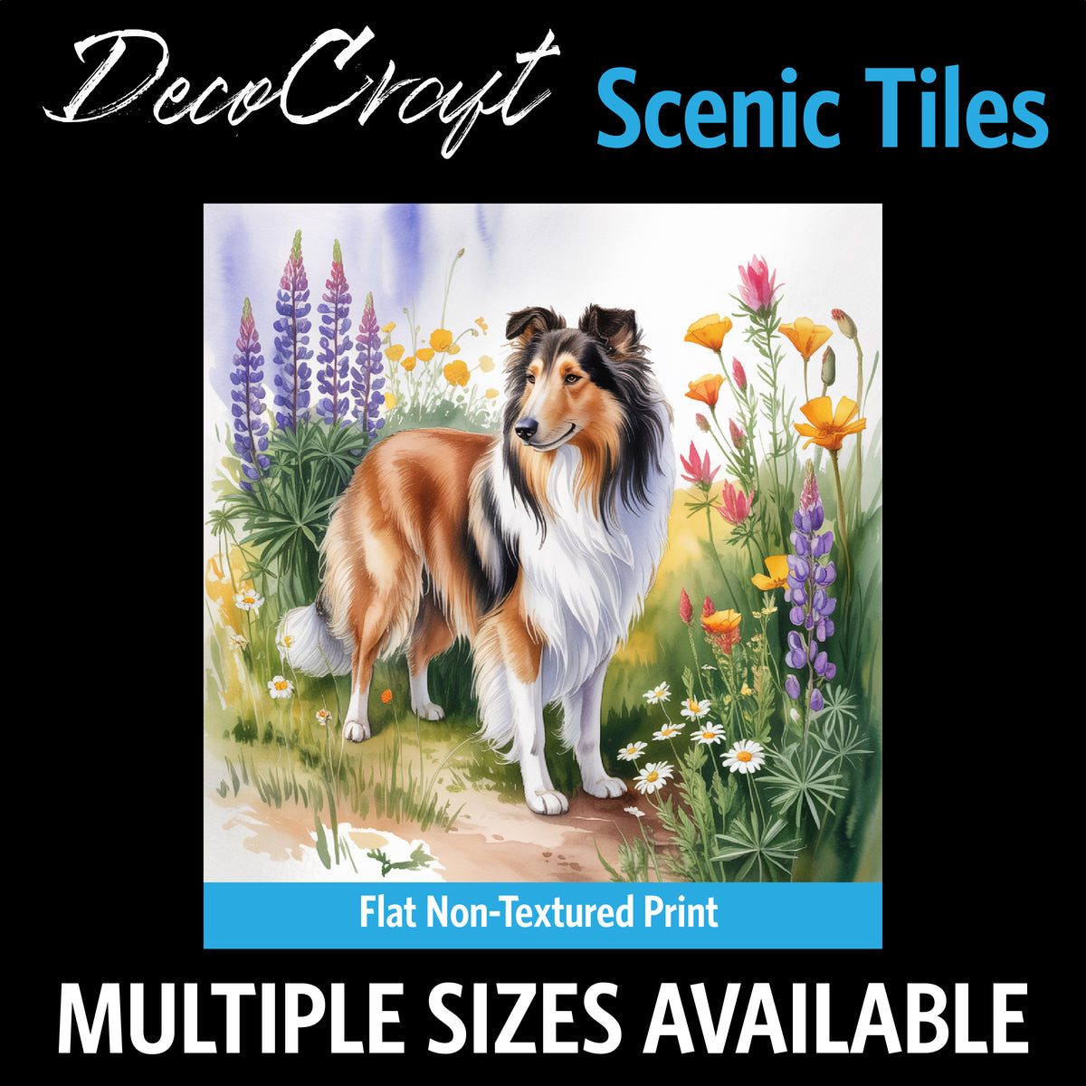 DecoCraft - Scenic Tiles Series - Watercolor Pets - Collie
