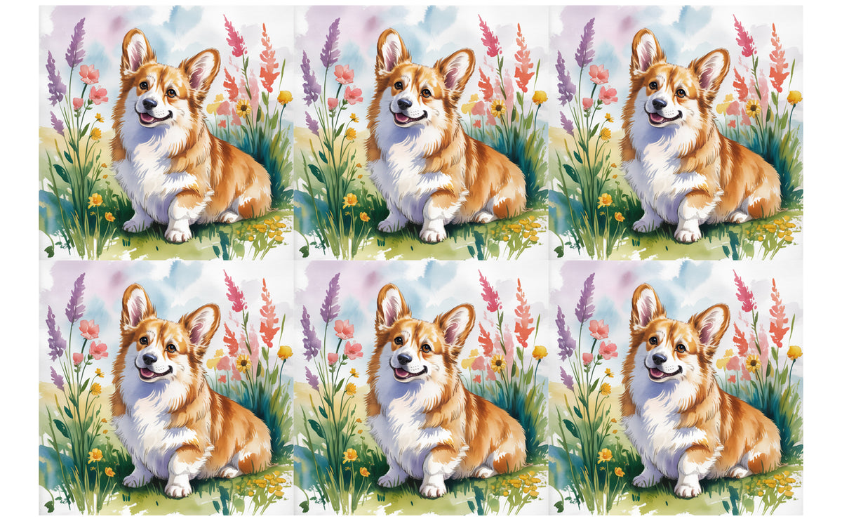 DecoCraft - Scenic Tiles Series - Watercolor Pets - Corgi - Tan