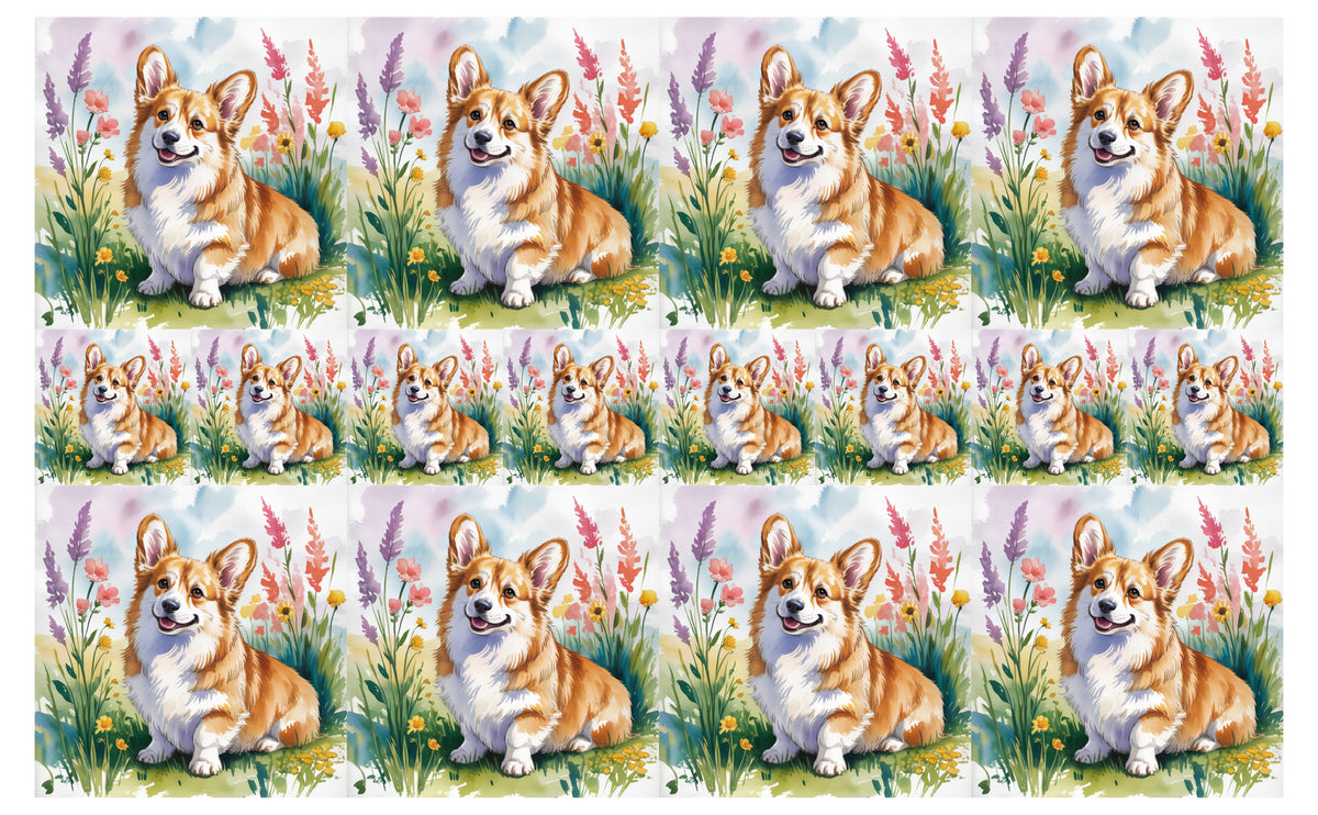 DecoCraft - Scenic Tiles Series - Watercolor Pets - Corgi - Tan