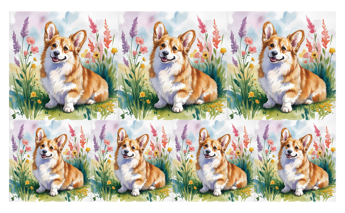 DecoCraft - Scenic Tiles Series - Watercolor Pets - Corgi - Tan