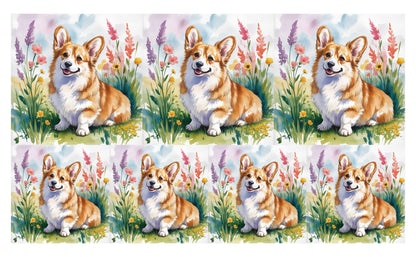DecoCraft - Scenic Tiles Series - Watercolor Pets - Corgi - Tan