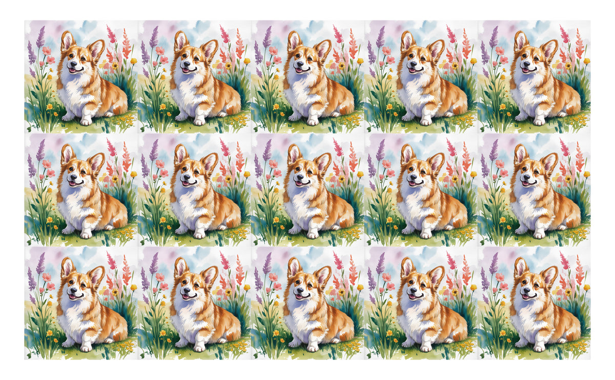 DecoCraft - Scenic Tiles Series - Watercolor Pets - Corgi - Tan