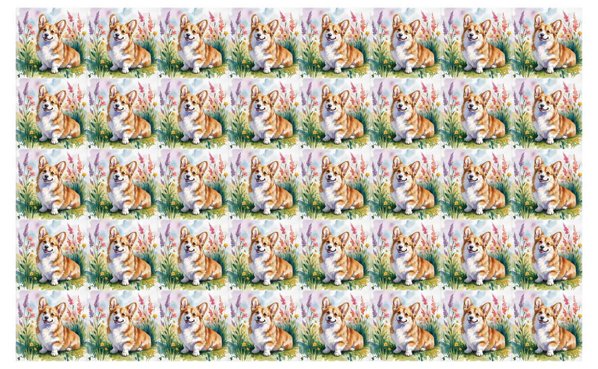 DecoCraft - Scenic Tiles Series - Watercolor Pets - Corgi - Tan