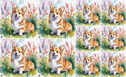 DecoCraft - Scenic Tiles Series - Watercolor Pets - Corgi - Tan
