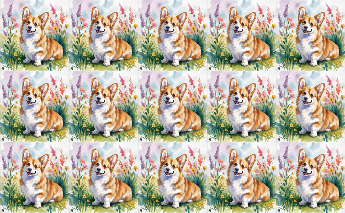 DecoCraft - Scenic Tiles Series - Watercolor Pets - Corgi - Tan