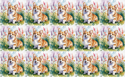 DecoCraft - Scenic Tiles Series - Watercolor Pets - Corgi - Tan