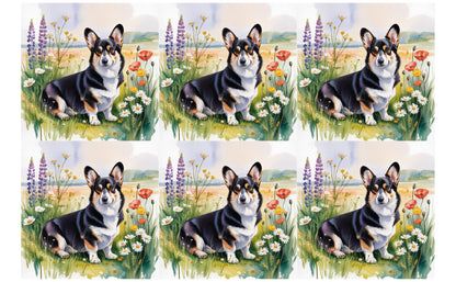 DecoCraft - Scenic Tiles Series - Watercolor Pets - Corgi - Black