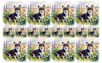 DecoCraft - Scenic Tiles Series - Watercolor Pets - Corgi - Black