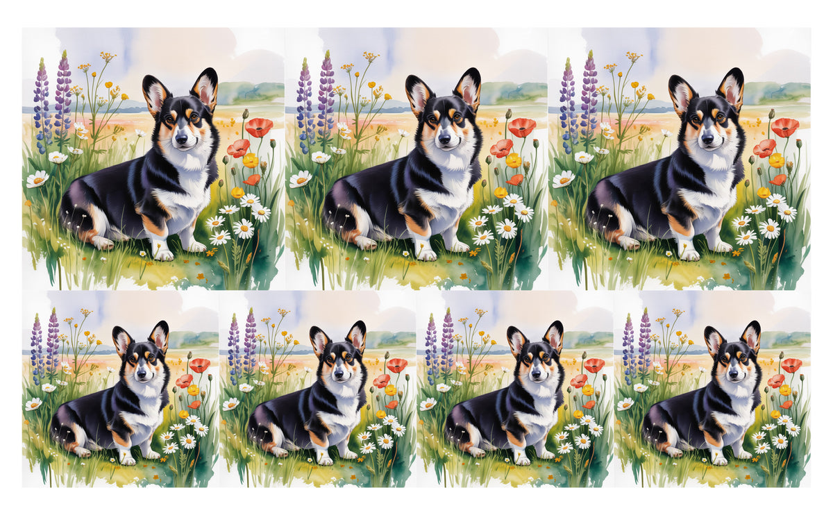 DecoCraft - Scenic Tiles Series - Watercolor Pets - Corgi - Black