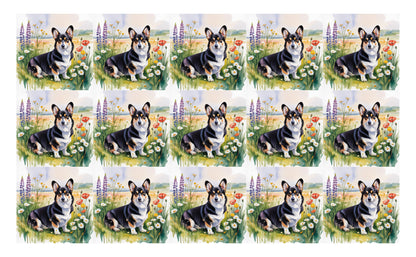 DecoCraft - Scenic Tiles Series - Watercolor Pets - Corgi - Black