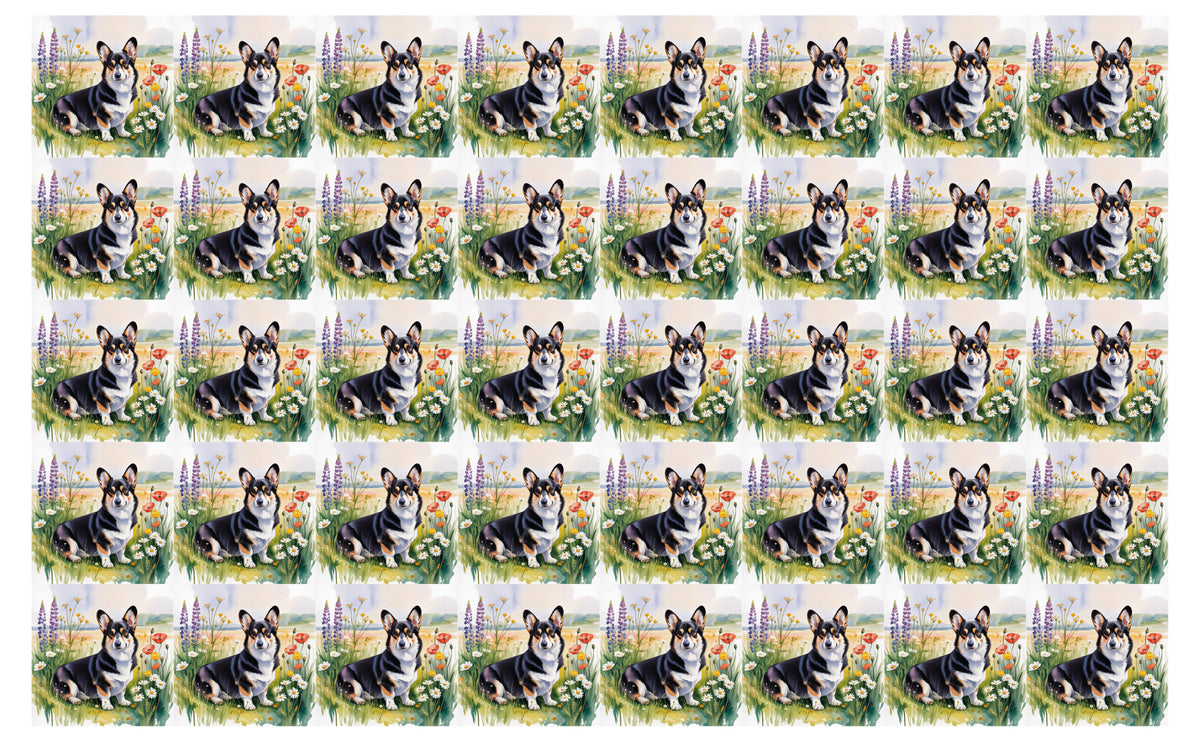 DecoCraft - Scenic Tiles Series - Watercolor Pets - Corgi - Black