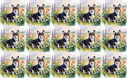 DecoCraft - Scenic Tiles Series - Watercolor Pets - Corgi - Black