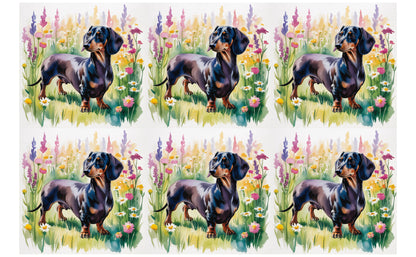 DecoCraft - Scenic Tiles Series - Watercolor Pets - Dachshund - Black