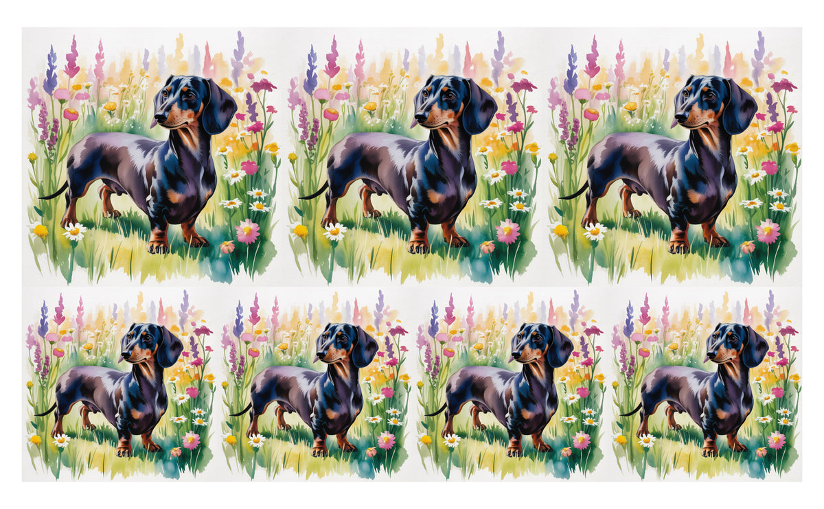 DecoCraft - Scenic Tiles Series - Watercolor Pets - Dachshund - Black